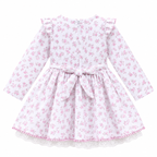 Floral Printed Cotton Frock with Frill Neck