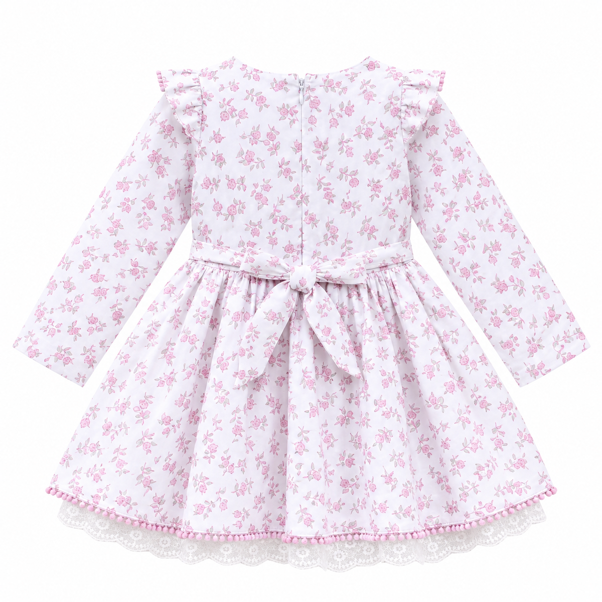 Floral Printed Cotton Frock with Frill Neck