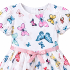 White Butterfly Print Dress