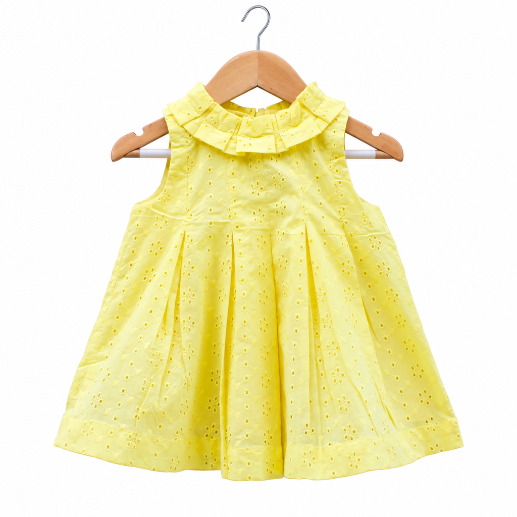 Yellow Sleeveless Cotton Frock