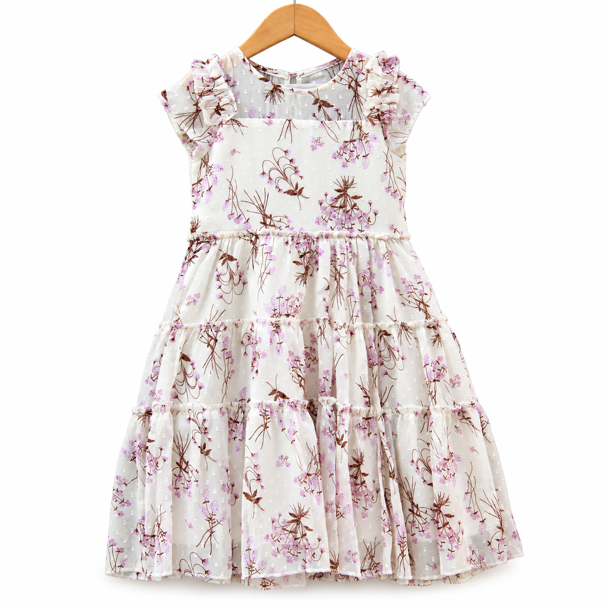 Frockwala Girls Floral Layered Cotton Dress – Elegant Frill Style
