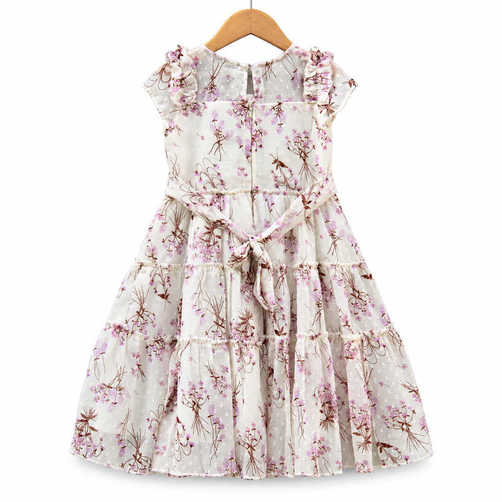 Frockwala Girls Floral Layered Cotton Dress – Elegant Frill Style
