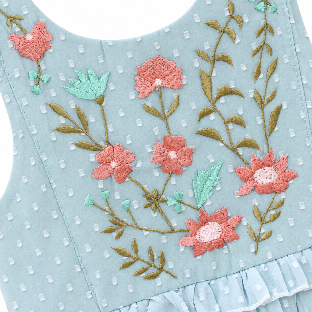 Mint Dotted Chiffon Party Dress