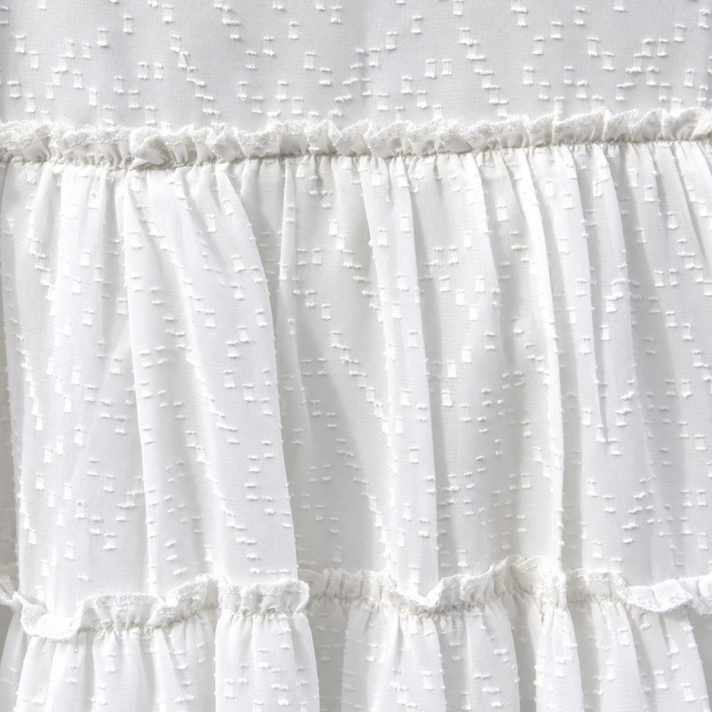 Frockwala Girls’ Ivory White Tiered Dress