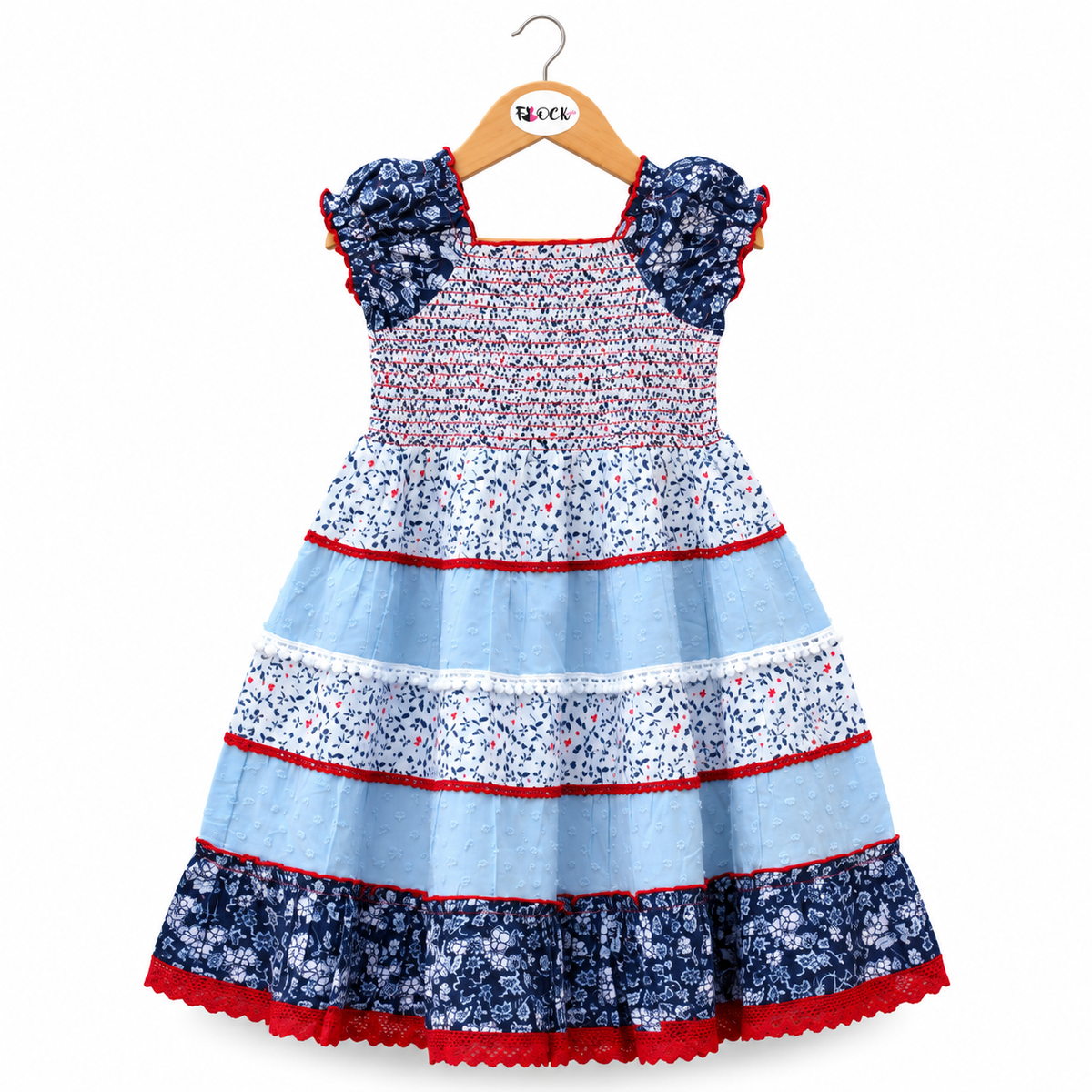 Vibrant Tiered Cotton Smocked Dress