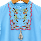 Sky Blue  Girls Co-ord Set with Matching Sling Bag