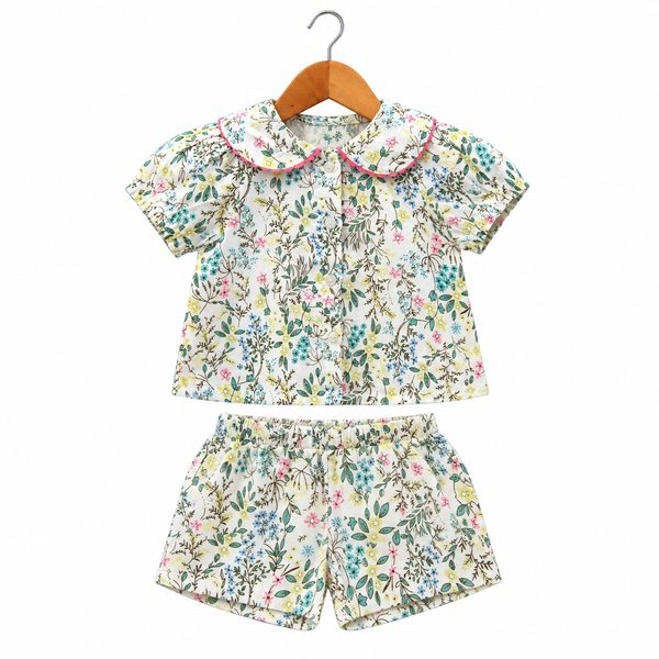 Frockwala Girls’ Pink Floral Cotton Co-ord Set
