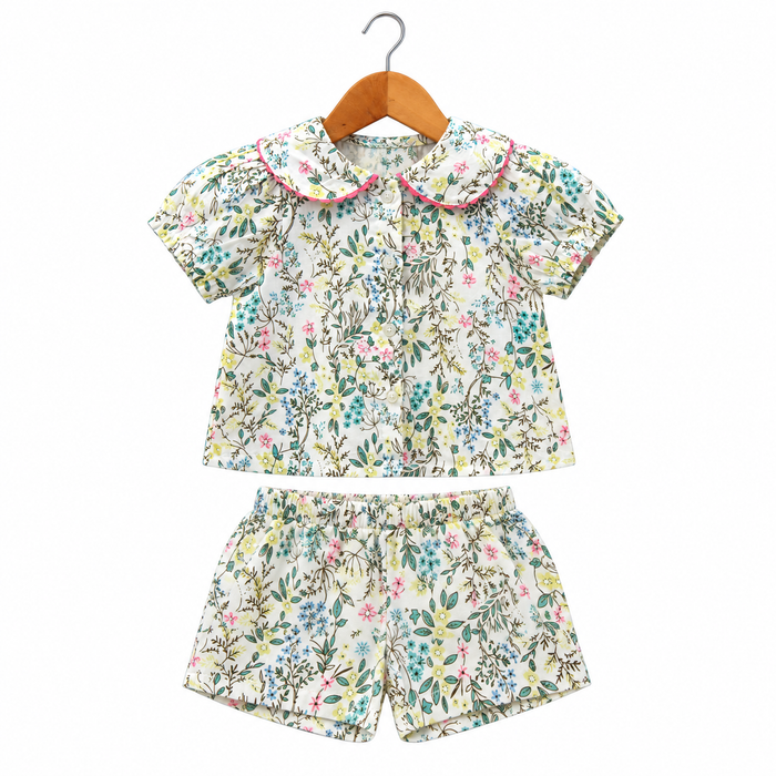 Frockwala Girls’ Pink Floral Cotton Co-ord Set