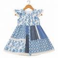 Classic Blue & White Patchwork 100% Cotton Frock