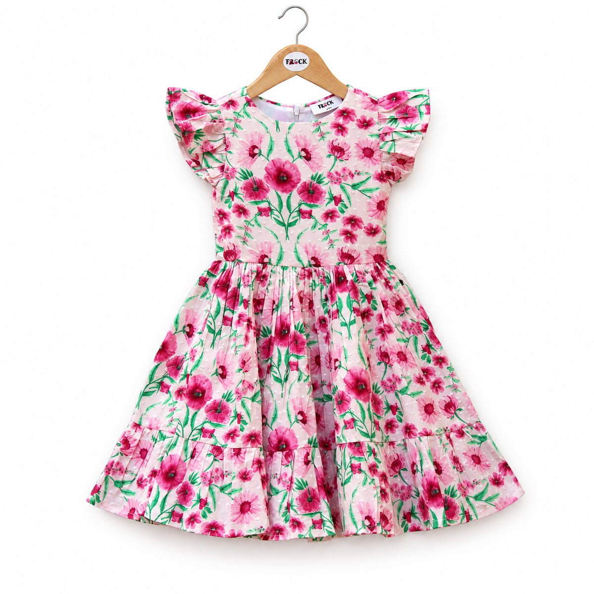 Pink floral baby girl dress