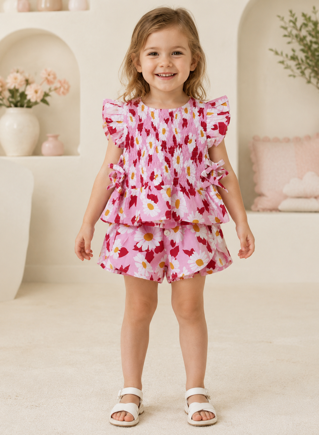 Pink Daisy Printed Cotton Co-ord Set
