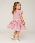 pink embroidered cotton frock