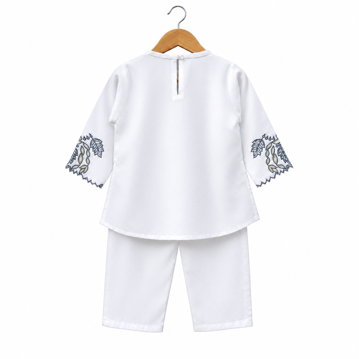 Frockwala Girls’ White Leaf  Co-ord Set