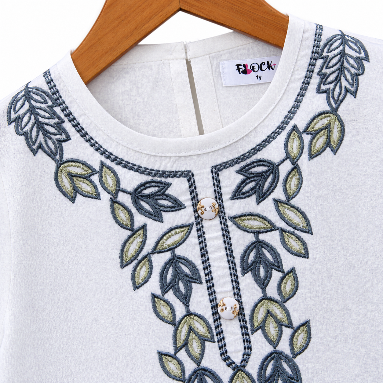 Frockwala Girls’ White Leaf  Co-ord Set