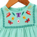 Mint Green Embroidered 100% Cotton Girls Top & Shorts Set
