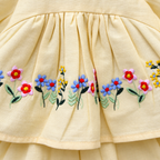 Pastel Yellow Floral Cotton Girls Co-ord Set