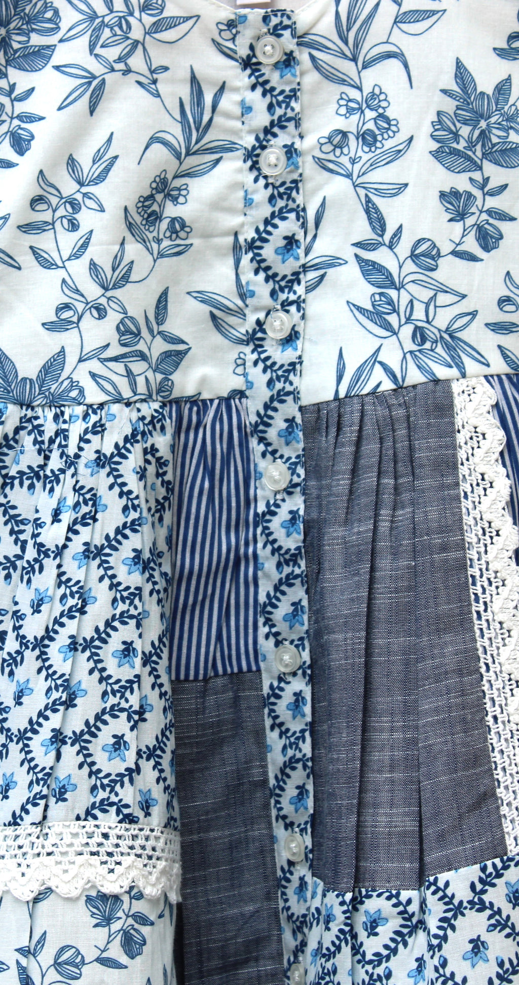 Classic Blue & White Patchwork 100% Cotton Frock