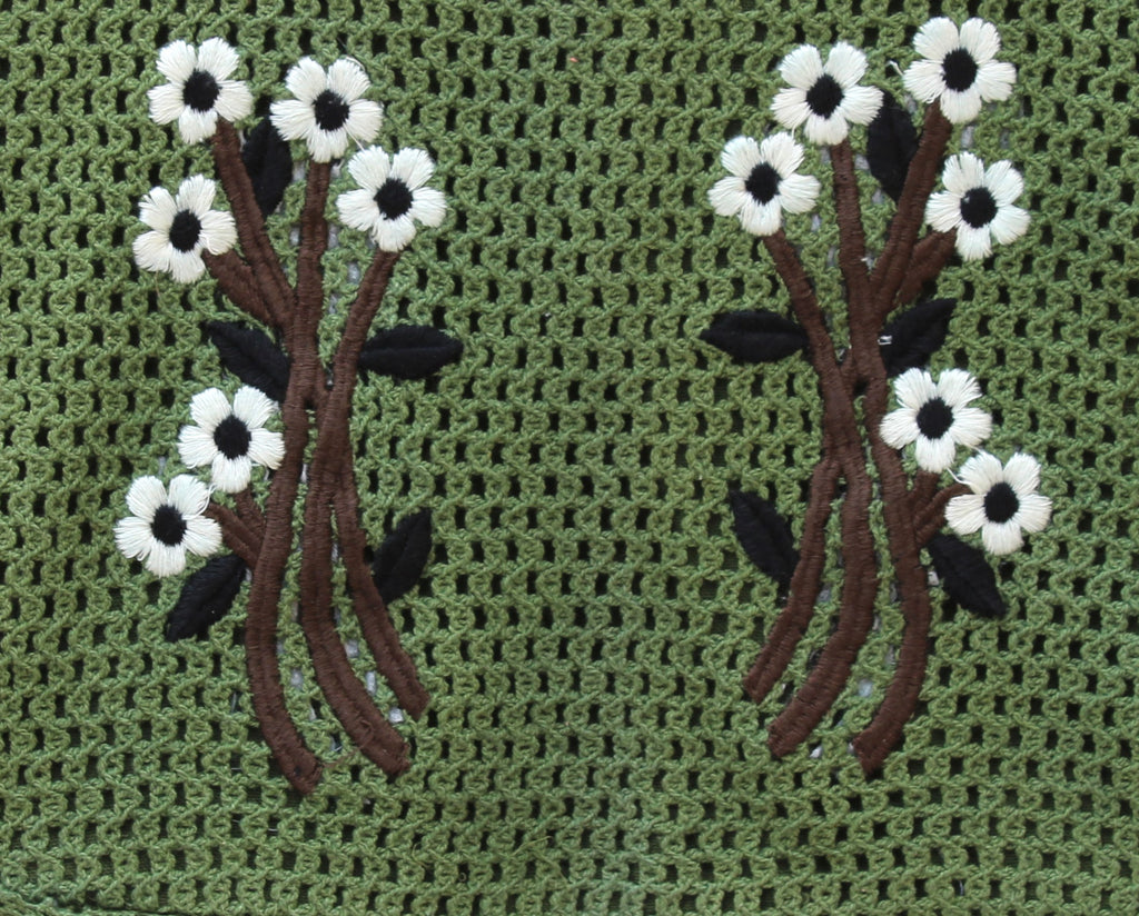 Vintage-inspired charm with this exquisite Olive Green Cotton Dress