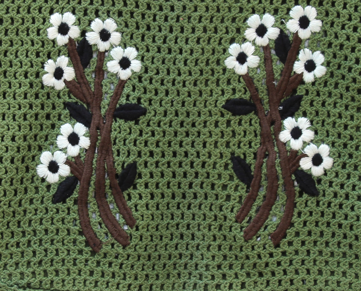 Vintage-inspired charm with this exquisite Olive Green Cotton Dress