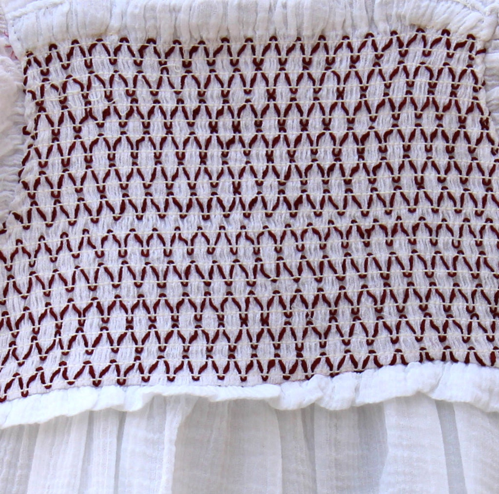 Gorgeous White Cotton Smocked Dress