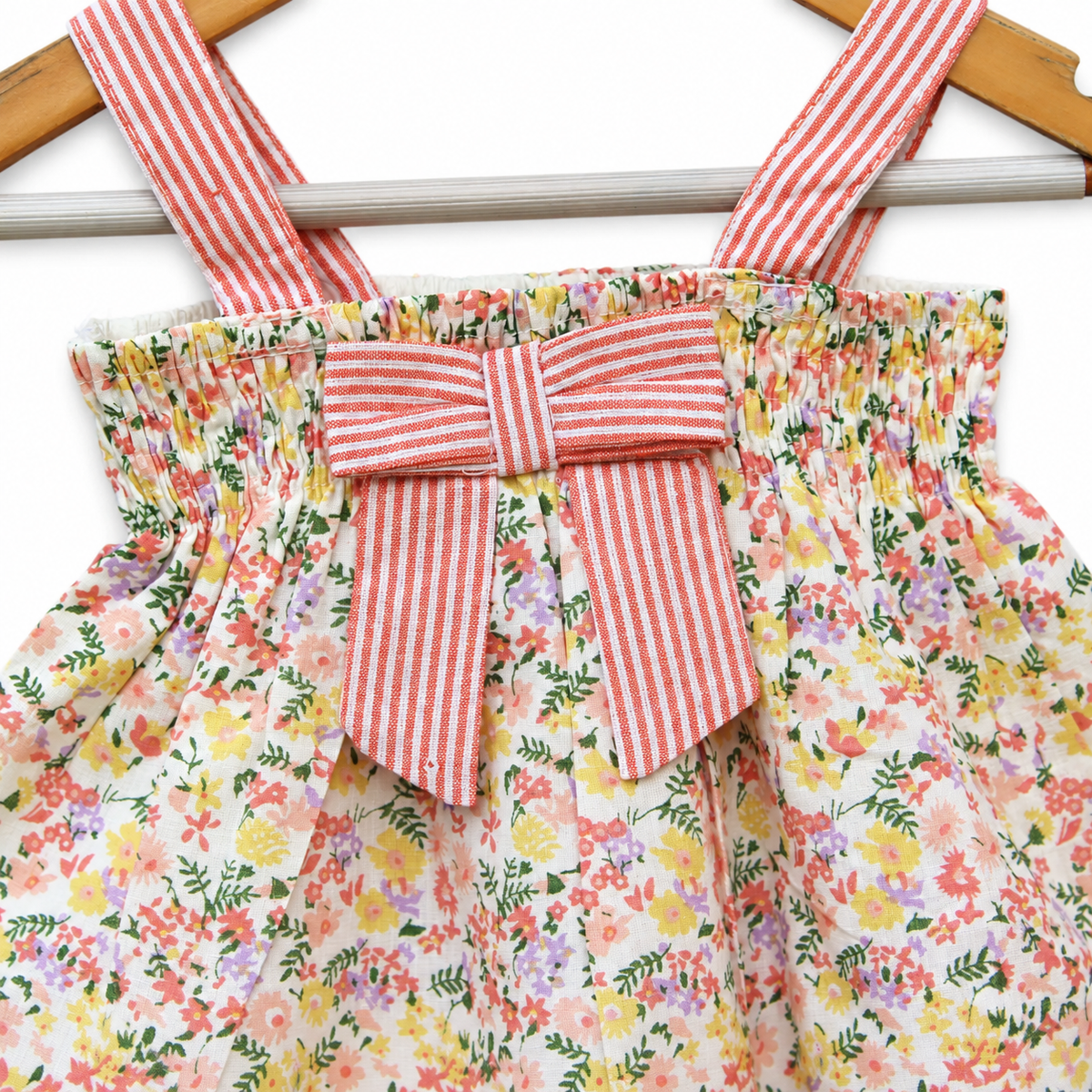 Floral Printed Cotton Top with Striped Bloomer Set for Baby Girls