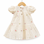 Girls’ Cream Embroidered Cotton Frock