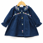 Floral Embroidery & Ruffled Collar