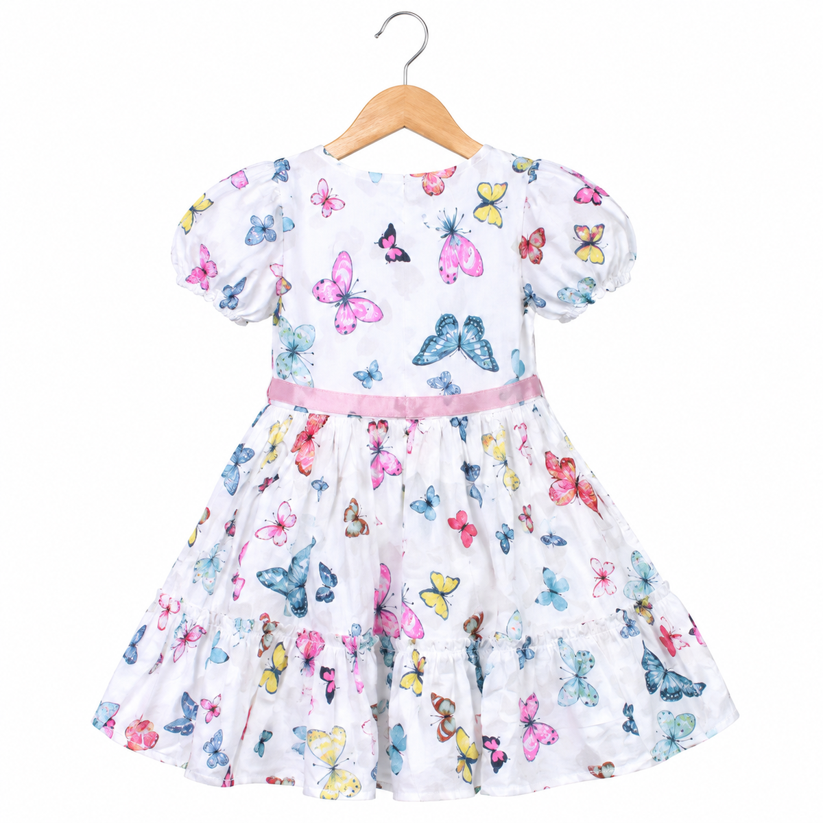 White Butterfly Print Dress