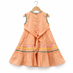 Peach cotton embroidered girls dress