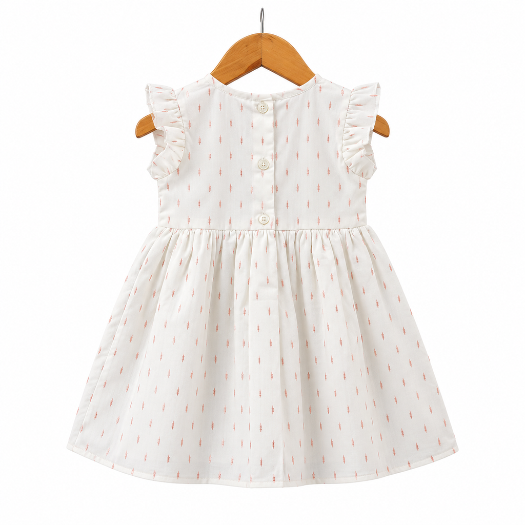 Frockwala Baby Girls White Cotton Party Dress with Gold Dots