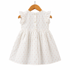 Frockwala Baby Girls White Cotton Party Dress with Gold Dots