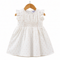Frockwala Baby Girls White Cotton Party Dress with Gold Dots