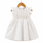 Frockwala Baby Girls White Cotton Party Dress with Gold Dots