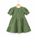 Vintage-inspired charm with this exquisite Olive Green Cotton Dress