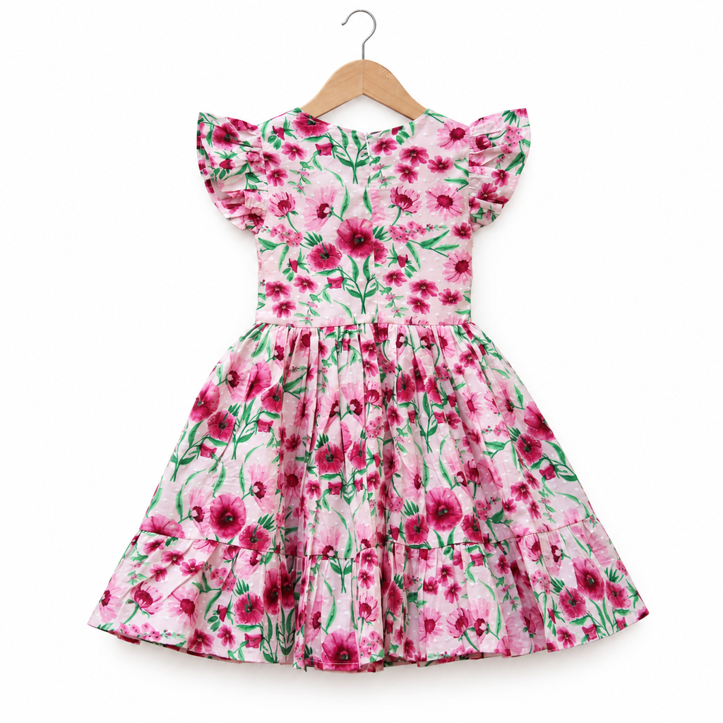 Pink floral baby girl dress