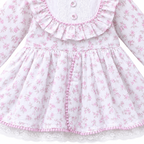 Floral Printed Cotton Frock with Frill Neck