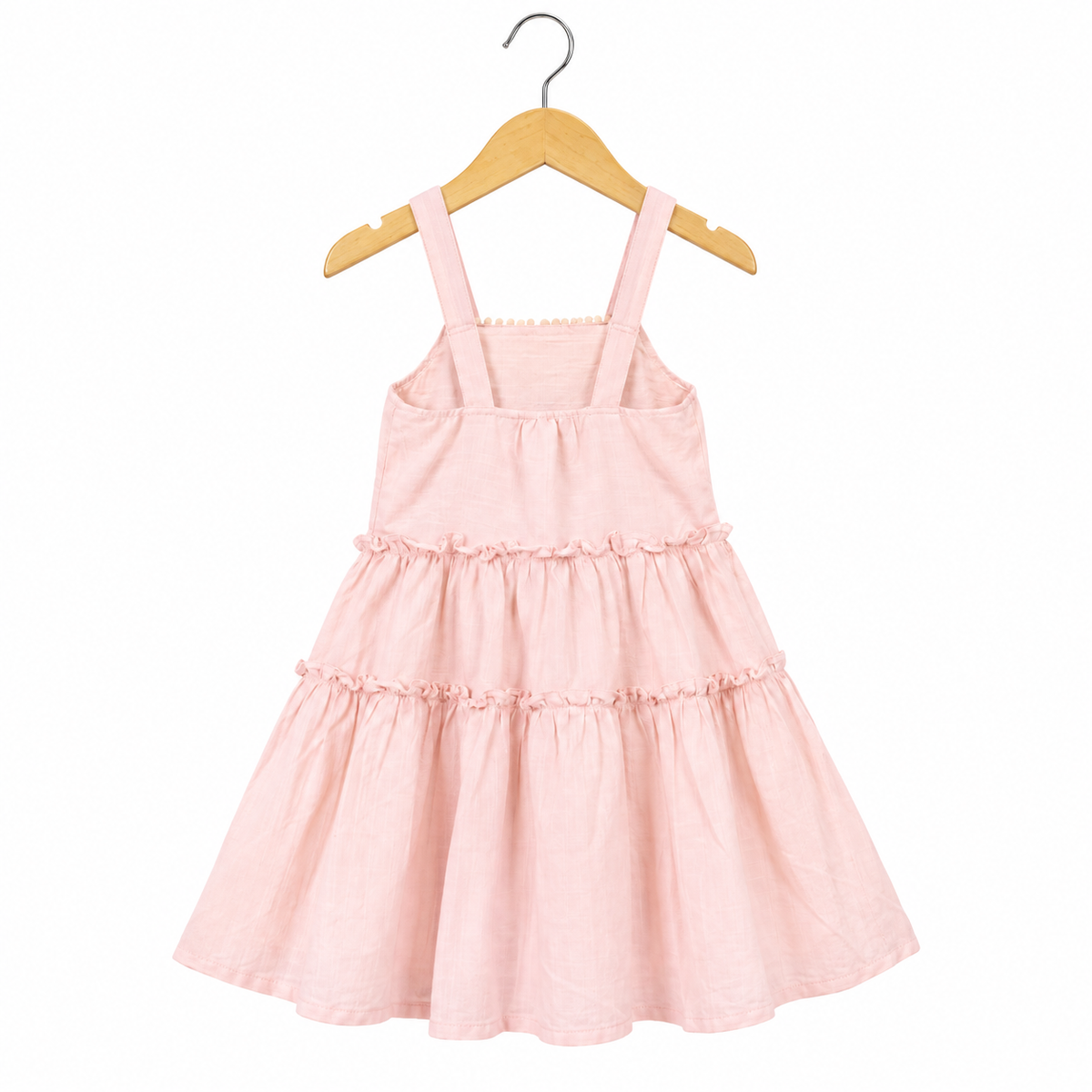 Frockwala Girls Orange & Cream Tiered Embroidered Frock