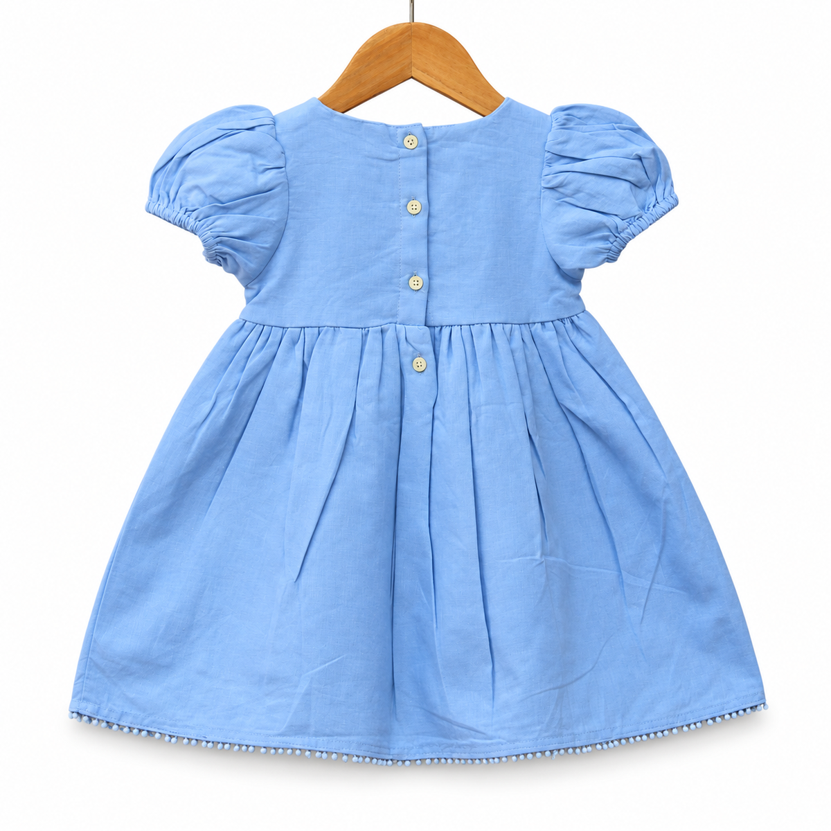 Sky Blue Cotton Dress, beautifully detailed