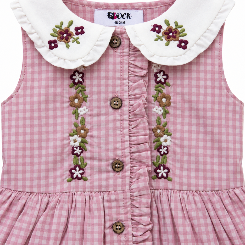 Embroidered Frock with Puff Sleeves