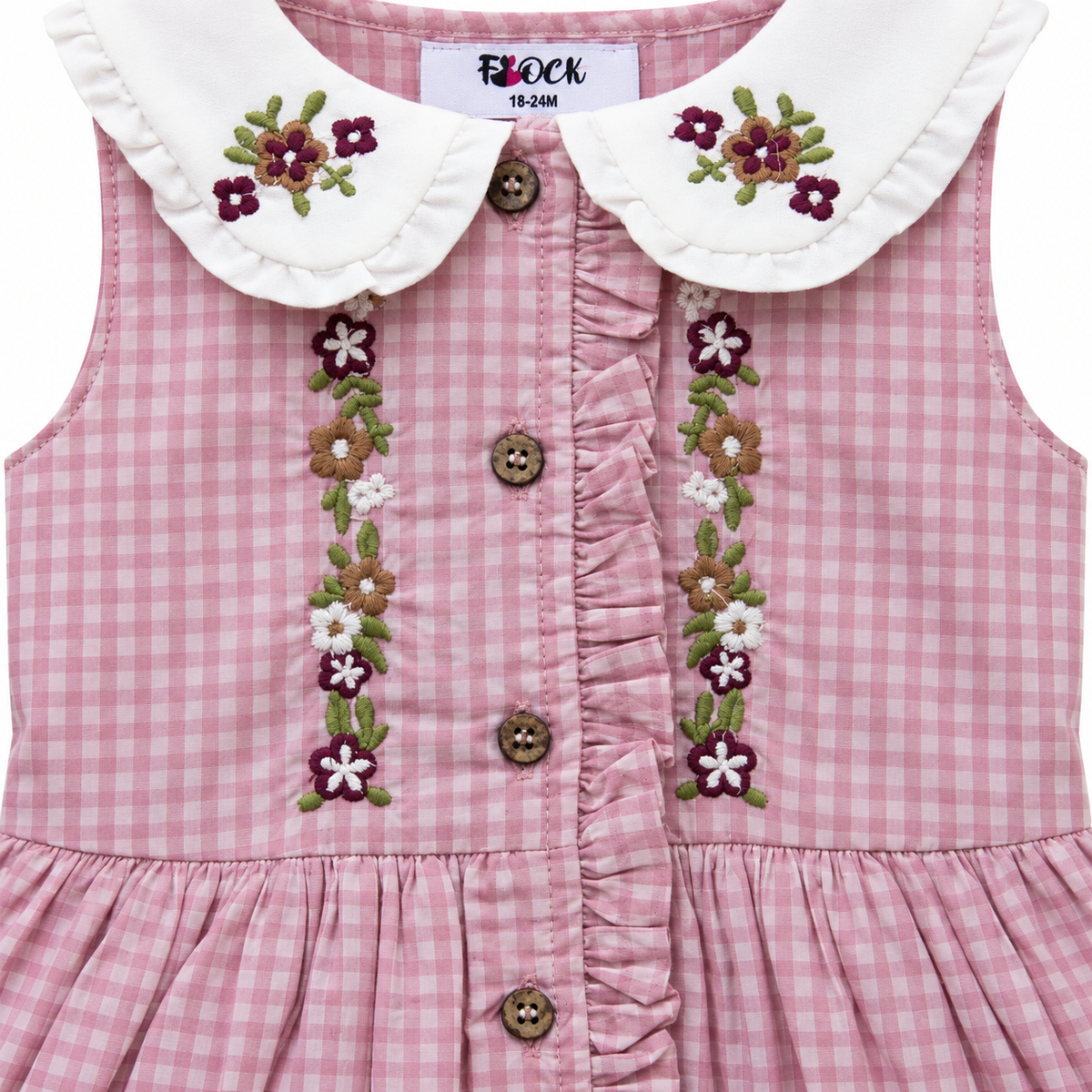 Embroidered Frock with Puff Sleeves