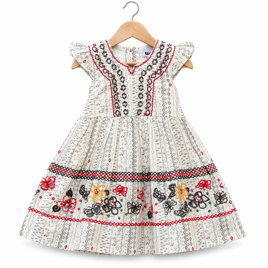 Pure Cotton Baby Girl Embroidered Frock