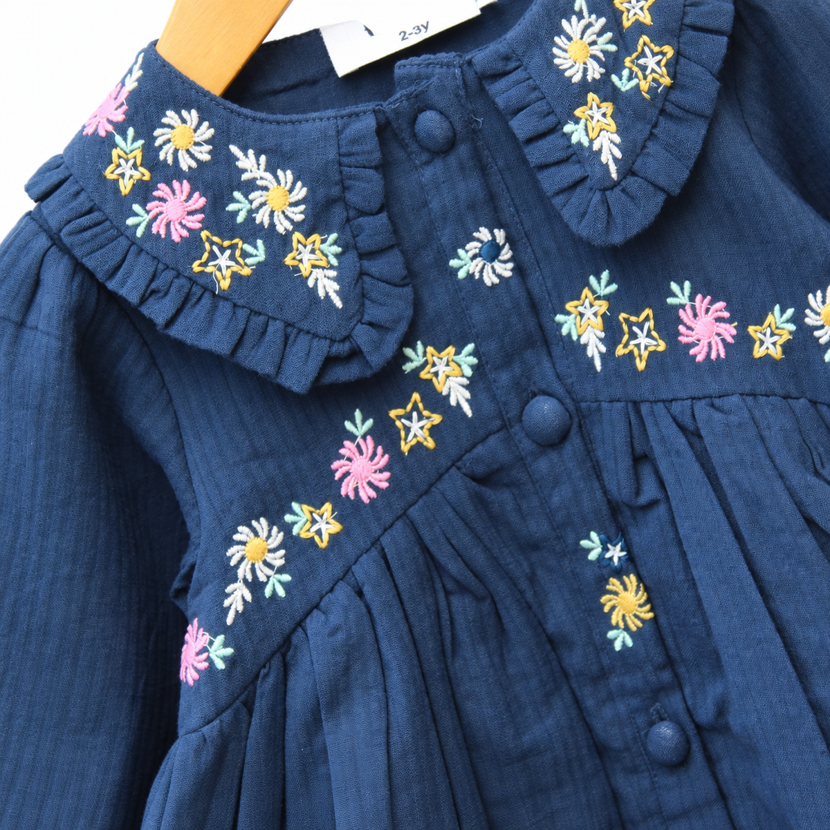 Floral Embroidery & Ruffled Collar