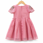 Peach Embroidered Net Party Frock for Baby Girls
