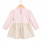 Frockwala Girls Beige Floral Embroidered Dungaree Dress