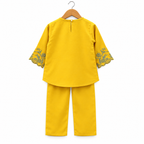 Frockwala Girls’ Mustard Yellow Floral  Co-ord Set