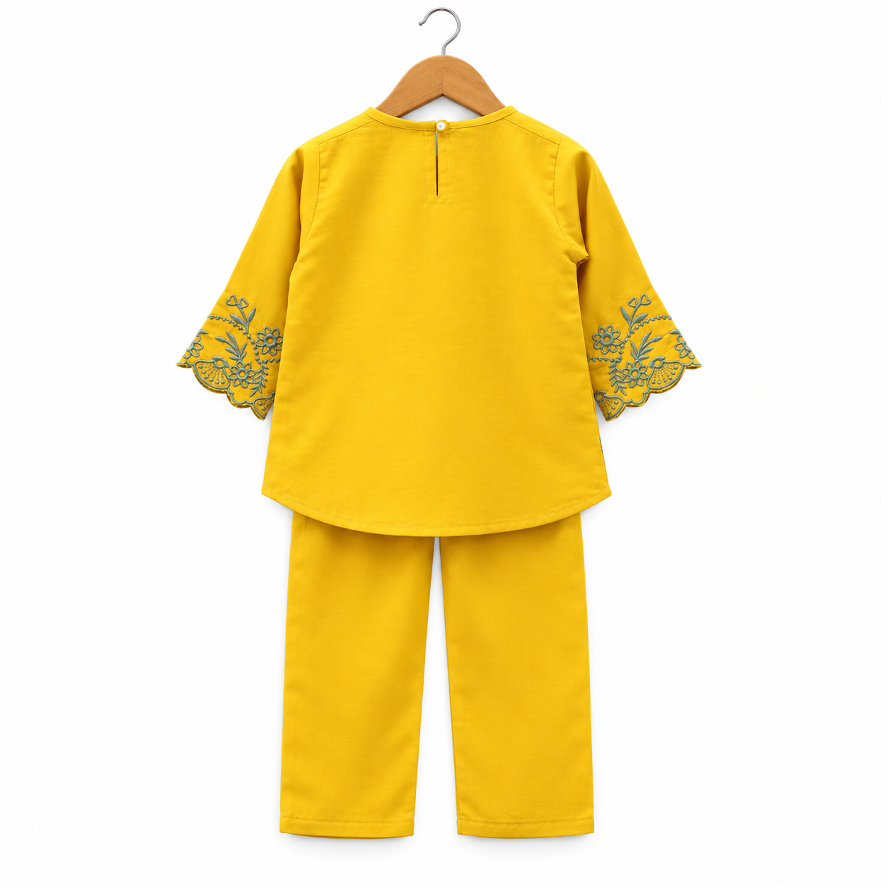 Frockwala Girls’ Mustard Yellow Floral  Co-ord Set