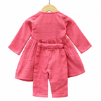 Frockwala Girls Embroidered Cotton Kurti & Pant Set