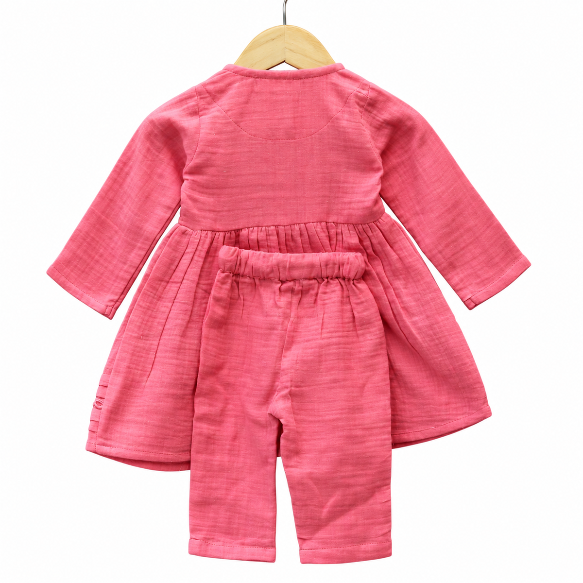 Frockwala Girls Embroidered Cotton Kurti & Pant Set