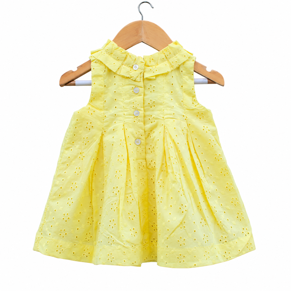 Yellow Sleeveless Cotton Frock