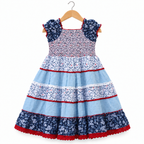 Vibrant Tiered Cotton Smocked Dress
